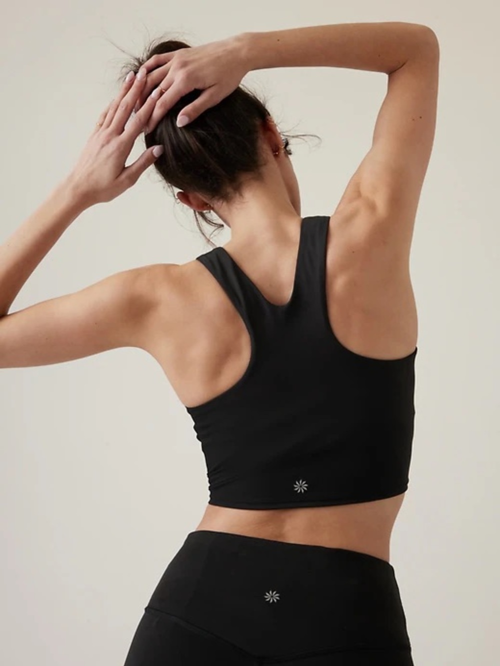 Athleta Conscious Crop Powervita Bra Tank XS Black Racerback Yoga Pilates